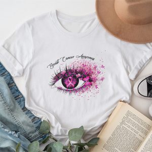 Breast Cancer Awareness Eye Butterfly Ribbon Women T-Shirt