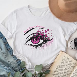 Breast Cancer Awareness Eye Butterfly Ribbon Women T-Shirt