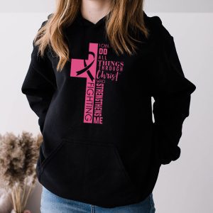 Breast Cancer Awareness Gifts Pink Cross Christian Verse Mom Hoodie 3 3