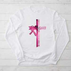 Breast Cancer Awareness Gifts Pink Cross Christian Verse Mom Longsleeve Tee 2 5