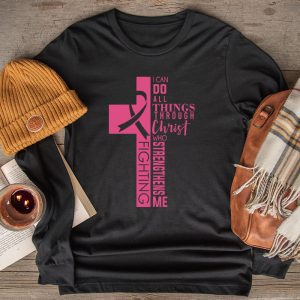 Breast Cancer Awareness Gifts Pink Cross Christian Verse Mom Longsleeve Tee 2 6