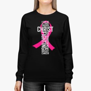 Breast Cancer Awareness Gifts Pink Cross Christian Verse Mom Longsleeve Tee 3 4