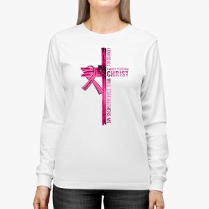 Breast Cancer Awareness Gifts Pink Cross Christian Verse Mom Longsleeve Tee 3 5