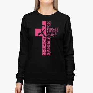 Breast Cancer Awareness Gifts Pink Cross Christian Verse Mom Longsleeve Tee 3 6