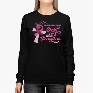 Breast Cancer Awareness Gifts Pink Cross Christian Verse Mom Longsleeve Tee 3 7