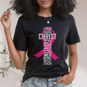 Breast Cancer Awareness Gifts Pink Cross Christian Verse Mom T Shirt 2