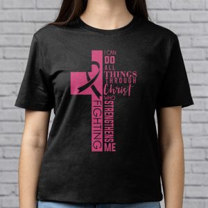 Breast Cancer Awareness Gifts Pink Cross Christian Verse Mom T Shirt 3 2