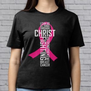 Breast Cancer Awareness Gifts Pink Cross Christian Verse Mom T Shirt 3