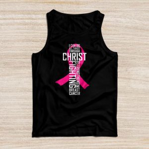 Breast Cancer Awareness Gifts Pink Cross Christian Verse Mom Tank Top