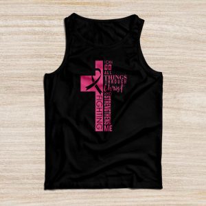 Breast Cancer Awareness Gifts Pink Cross Christian Verse Mom Tank Top