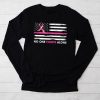 Breast Cancer Awareness Pink Ribbon USA American Flag Men Longsleeve Tee