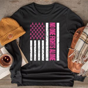 Breast Cancer Awareness Pink Ribbon USA American Flag Men Longsleeve Tee 2 1