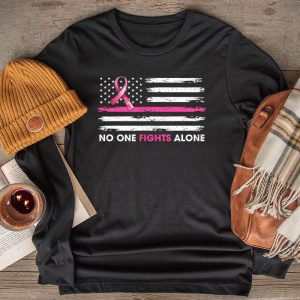 Breast Cancer Awareness Pink Ribbon USA American Flag Men Longsleeve Tee 2