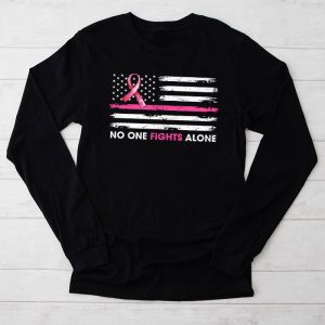 Breast Cancer Awareness Pink Ribbon USA American Flag Speical Longsleeve Tee