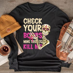 Breast Cancer Awareness Shirt Check Your Boobs Survivor Gift Longsleeve Tee 2 2