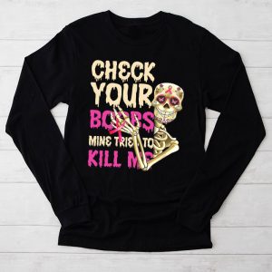 Breast Cancer Awareness Shirt Check Your Boobs Survivor Gift Longsleeve Tee