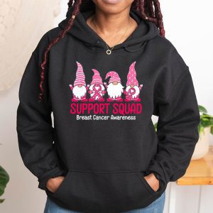 Breast Cancer Awareness Shirt For Women Gnomes Support Squad Hoodie 1 4