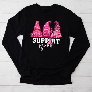 Breast Cancer Awareness Shirt For Women Gnomes Support Squad Longsleeve Tee