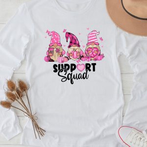 Breast Cancer Awareness Shirt For Women Gnomes Support Squad Longsleeve Tee