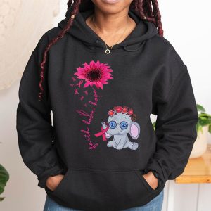 Breast Cancer Cute Elephant With Sunflower And Pink Ribbon Hoodie 1 1