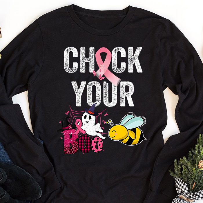 Check Your Boo Bees Shirt Funny Breast Cancer Halloween Longsleeve Tee 1 2