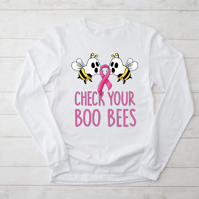 Check Your Boo Bees Shirt Funny Breast Cancer Halloween Longsleeve Tee 2 1
