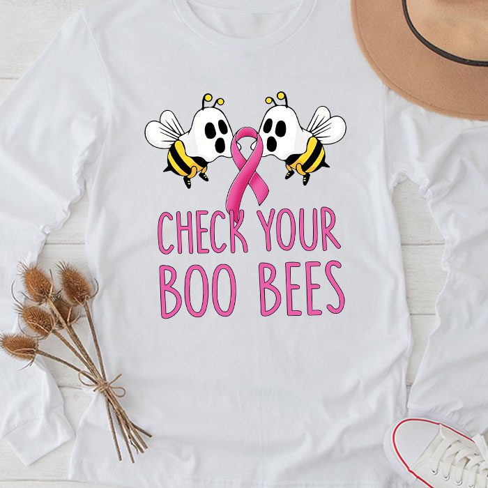 Check Your Boo Bees Shirt Funny Breast Cancer Halloween Longsleeve Tee