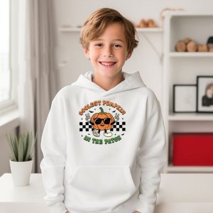 Coolest Pumpkin In The Patch Toddler Kids Boys Halloween Hoodie 2 1