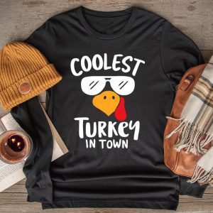 Coolest Turkey In The Flock Toddler Boys Thanksgiving Kids Longsleeve Tee
