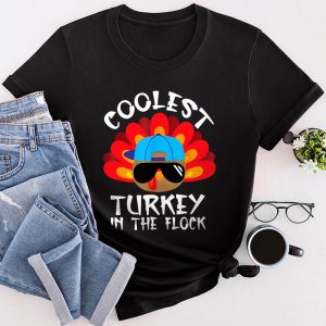 Coolest Turkey In The Flock Toddler Boys Thanksgiving Kids T-Shirt