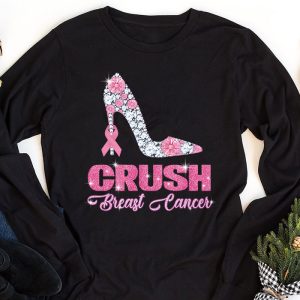 Crush Breast Cancer Bling Pink Ribbon awareness October Longsleeve Tee 1 3