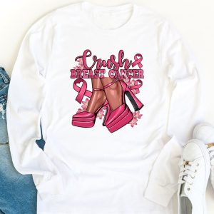 Crush Breast Cancer Bling Pink Ribbon awareness October Longsleeve Tee 1