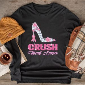 Crush Breast Cancer Bling Pink Ribbon awareness October Longsleeve Tee 2 3