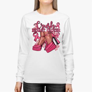 Crush Breast Cancer Bling Pink Ribbon awareness October Longsleeve Tee 3