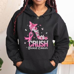 Crush Breast Cancer Pink Bling High Heels Ribbon Hoodie 1 1