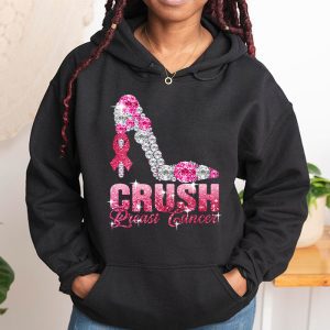 Crush Breast Cancer Pink Bling High Heels Ribbon Hoodie 1 2