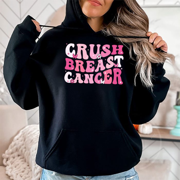 Crush Breast Cancer Pink Bling High Heels Ribbon Hoodie 2