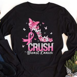 Crush Breast Cancer Pink Bling High Heels Ribbon Longsleeve Tee 1 1