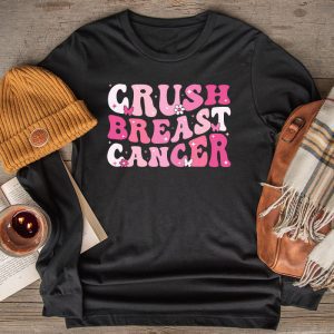 Crush Breast Cancer Pink Bling High Heels Ribbon Longsleeve Tee 2