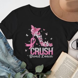 Crush Breast Cancer Pink Bling High Heels Ribbon T Shirt 1 1