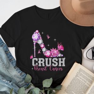 Crush Breast Cancer Pink Bling High Heels Ribbon T Shirt 1 3