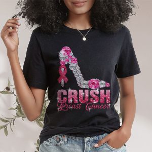 Crush Breast Cancer Pink Bling High Heels Ribbon T Shirt 2 2