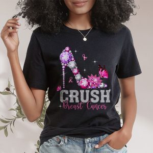 Crush Breast Cancer Pink Bling High Heels Ribbon T Shirt 2 3