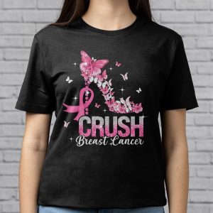 Crush Breast Cancer Pink Bling High Heels Ribbon T Shirt 3 1