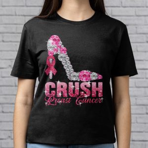 Crush Breast Cancer Pink Bling High Heels Ribbon T Shirt 3 2