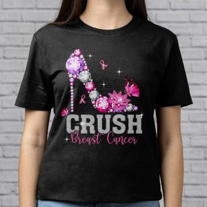 Crush Breast Cancer Pink Bling High Heels Ribbon T Shirt 3 3