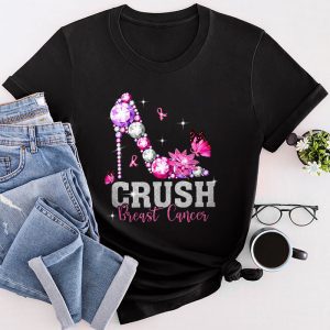 Crush Breast Cancer Pink Bling High Heels Ribbon T-Shirt