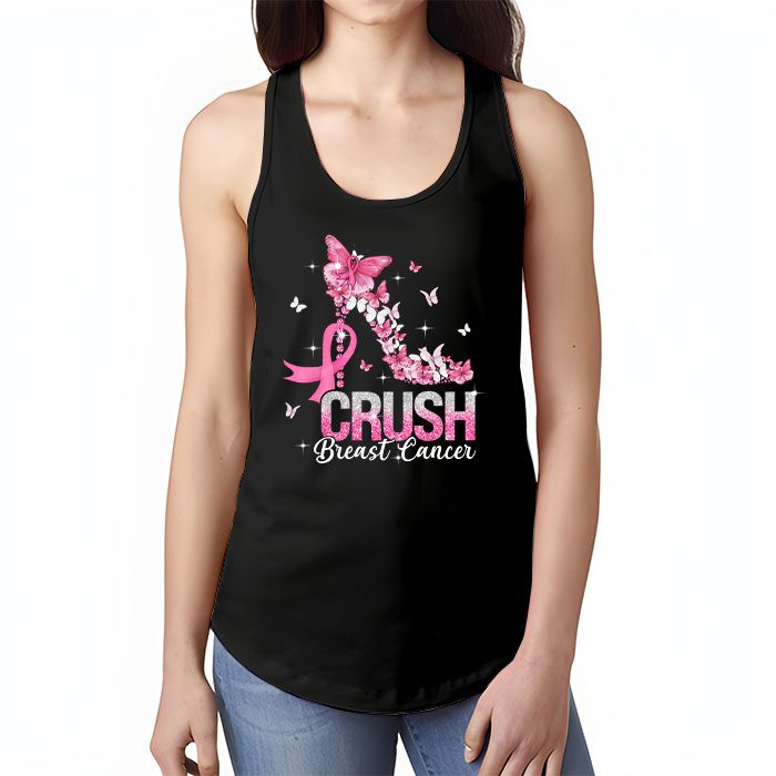 Crush Breast Cancer Pink Bling High Heels Ribbon Tank Top 1 1