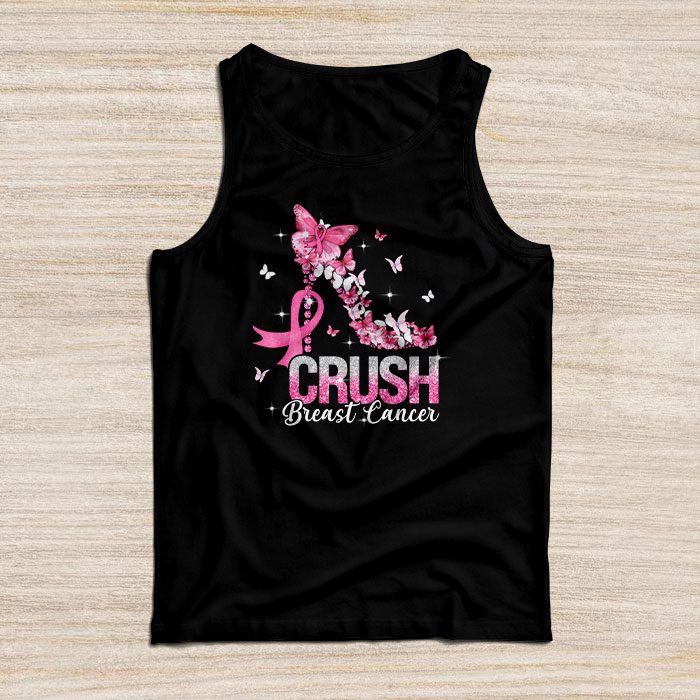 Crush Breast Cancer Pink Bling High Heels Ribbon Tank Top