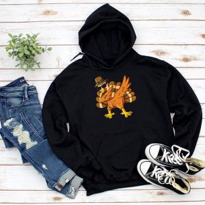 Dabbing Turkey Thanksgiving Day Pilgrim Boys Girls Funny Dab Hoodie 1 1